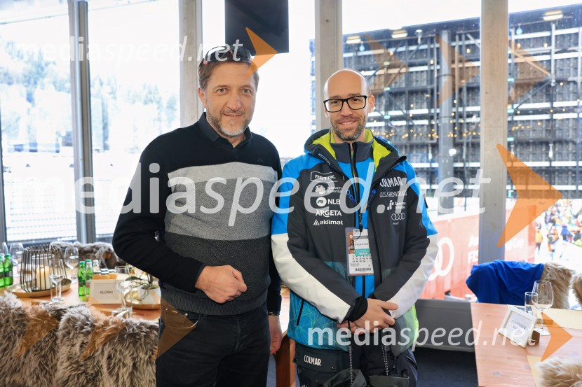  Klemen Boštjančič, minister za finance;  Luka Steiner, predsednik, Smučarska zveza SlovenijeSvetovni pokal v alpskem smučanju za ženske Kranjska Gora 2025, VIP druženje sobota
