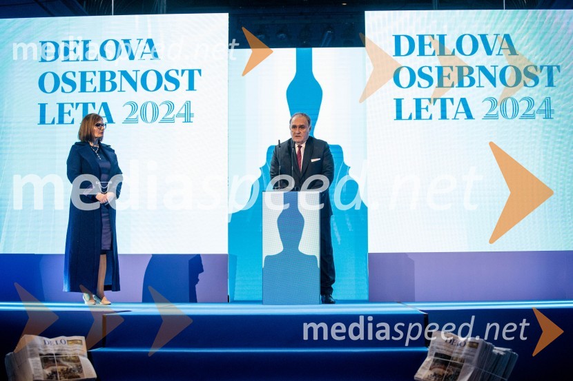  Nataša  Luša, direktorica družbe Delo d.o.o.;  Bojan Budja, odgovorni urednik Dela in Slovenskih novicDelova osebnost leta 2024 je zdravnik Samo Zver