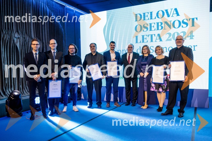  ... ;  ... ;  Leon Vidic;  Eduardo Brozovič;  Nejc Grilc;  Bojan Budja, odgovorni urednik Dela in Slovenskih novic;  Nataša  Luša, direktorica družbe Delo d.o.o.;  Saša Senica, novinarka, 24ur.com, POP TV;  ... Delova osebnost leta 2024 je zdravnik Samo Zver
