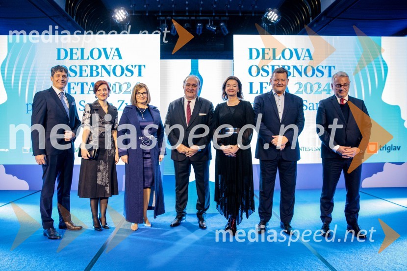 mag. Borut Sajovic, minister za obrambo RS; dr. Asta Vrečko, ministrica za kulturo;  Nataša  Luša, direktorica družbe Delo d.o.o.;  Bojan Budja, odgovorni urednik Dela in Slovenskih novic;  Tanja Fajon, podpredsednica vlade in ministrica za zunanje zadeve; dr. Aleksander Jevšek, minister za kohezijo in regionalni razvoj;  Matjaž Han, minister za gospodarstvo, turizem in športDelova osebnost leta 2024 je zdravnik Samo Zver