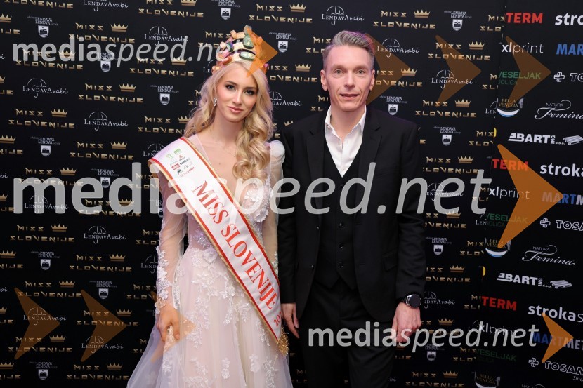  Alida Tomanič, Miss Slovenije 2023;  David Miško, Skupina Stroka.si, pomočnik direktorja za marketingMiss Slovenije 2024