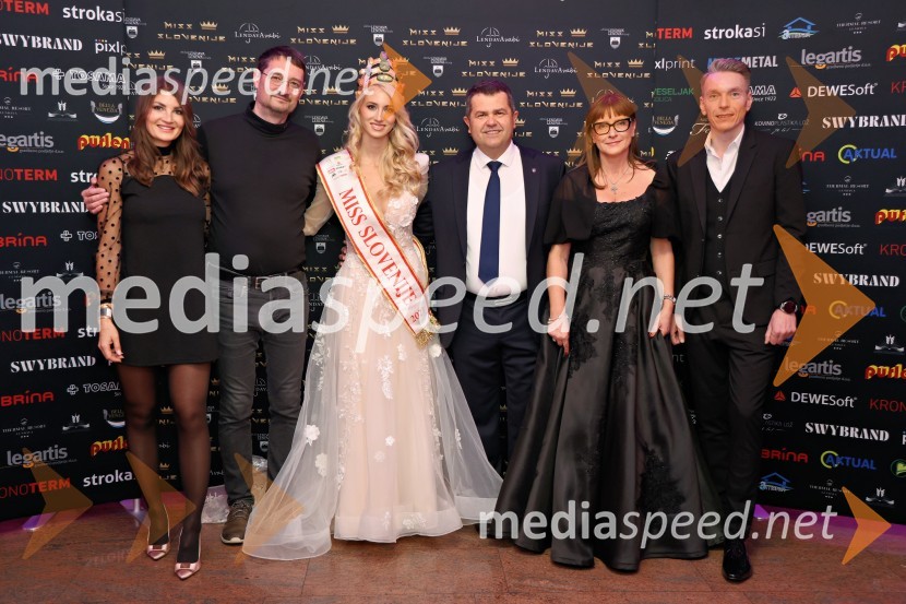 Petra Parovel, lastnica, Swy brand d.o.o.; dr. Jure Knez, tehnični direktor Dewesoft d.o.o.;  Alida Tomanič, Miss Slovenije 2023;  Janez Magyar, župan, Občina Lendava;  ... ;  David Miško, Skupina Stroka.si, pomočnik direktorja za marketingMiss Slovenije 2024