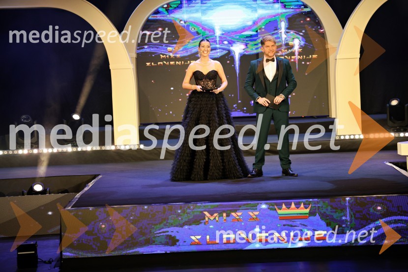  Maja Čolić, Miss Slovenije 2020/21;  Klemen Bunderla, radijski voditelj, radio AktualMiss Slovenije 2024