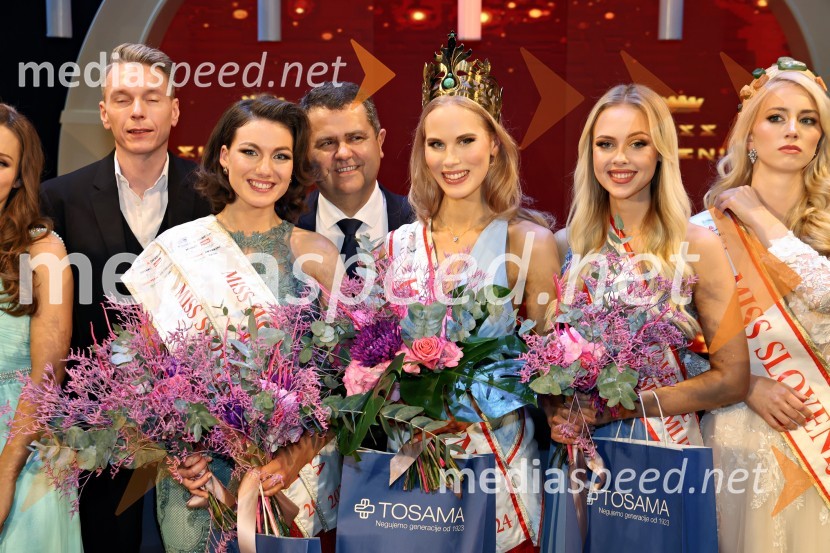 David Miško, Skupina Stroka.si, pomočnik direktorja za marketing;  Katja Zver, prva spremljevalka, Miss Slovenije 2024;  Janez Magyar, župan, Občina Lendava;  Amadea Zupan, Miss Slovenia 2024;  Neja Prosenjak, druga spremljevalka, Miss Slovenije 2024;  ... Miss Slovenije 2024