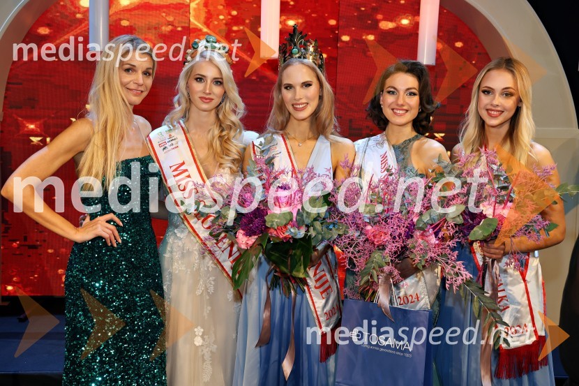  Jelka Verk, organizatorka, podjetnica, lastnica licence Miss Slovenije;  Alida Tomanič, finalistka, Miss Slovenije 2023;  Amadea Zupan, Miss Slovenia 2024;  Katja Zver, prva spremljevalka, Miss Slovenije 2024;  Neja Prosenjak, druga spremljevalka, Miss Slovenije 2024Miss Slovenije 2024