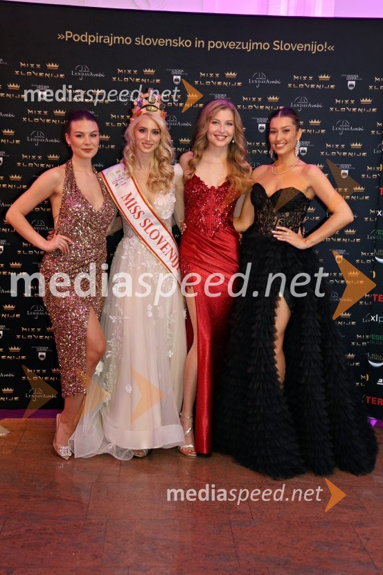  Lara  Kalanj, Miss Slovenije 2018;  Alida Tomanič, Miss Slovenije 2023;  Maja Zupan, Miss Slovenije 2017;  Maja Čolić, Miss Slovenije 2020/21Miss Slovenije 2024