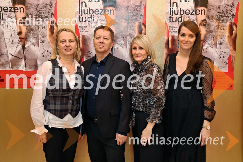  Jasmina Leskovar, SNG Maribor;  Matjaž Partlič, SNG Maribor;  Anja  Žižek, marketing SNG Maribor;  Špela Lešnik, producentka Drame SNG MariborJančarjev roman In ljubezen tudi na odru Drame SNG Maribor