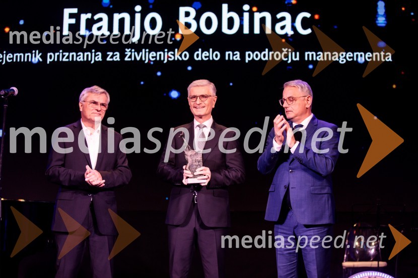  Aleksander  Zalaznik, generalni direktor Danfoss Trata, nekdanji predsednik Združenja Manager;  Franjo Bobinac, predsednik, Olimpijski komite Slovenije;  Matjaž Han, minister za gospodarstvo, turizem in športFranjo Bobinac je prejemnik priznanja za življenjsko delo na področju managementa 2024