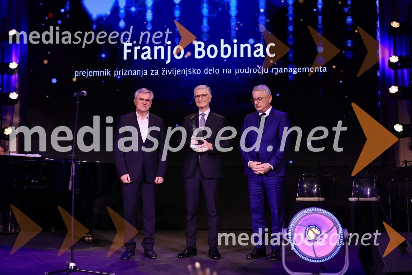  Aleksander  Zalaznik, generalni direktor Danfoss Trata, nekdanji predsednik Združenja Manager;  Franjo Bobinac, predsednik, Olimpijski komite Slovenije;  Matjaž Han, minister za gospodarstvo, turizem in športFranjo Bobinac je prejemnik priznanja za življenjsko delo na področju managementa 2024