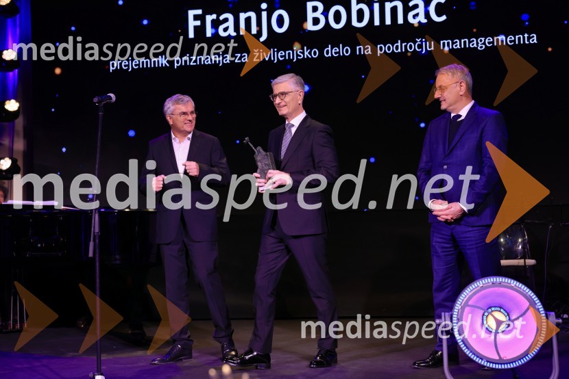  Aleksander  Zalaznik, generalni direktor Danfoss Trata, nekdanji predsednik Združenja Manager;  Franjo Bobinac, predsednik, Olimpijski komite Slovenije;  Matjaž Han, minister za gospodarstvo, turizem in športFranjo Bobinac je prejemnik priznanja za življenjsko delo na področju managementa 2024