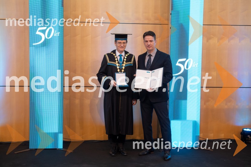 prof. dr. Zdravko Kačič, rektor Univerze v Mariboru; izr. prof. Slavko  Kovačič, Pedaoška fakultetaRektorjev dan Univerze v Mariboru 2025