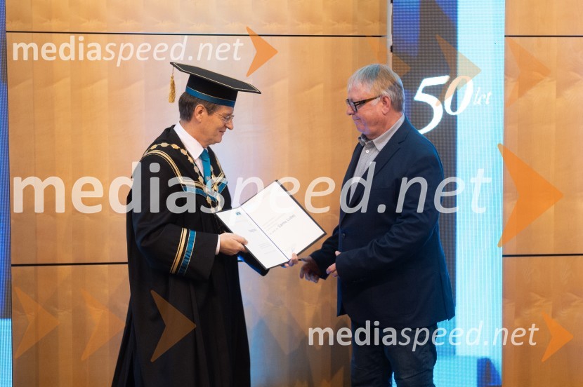 prof. dr. Zdravko Kačič, rektor Univerze v Mariboru; izr. prof. dr. Samo Lubej, Fakulteta za gradbeništvo, prometno inženirstvo in arhitekturoRektorjev dan Univerze v Mariboru 2025