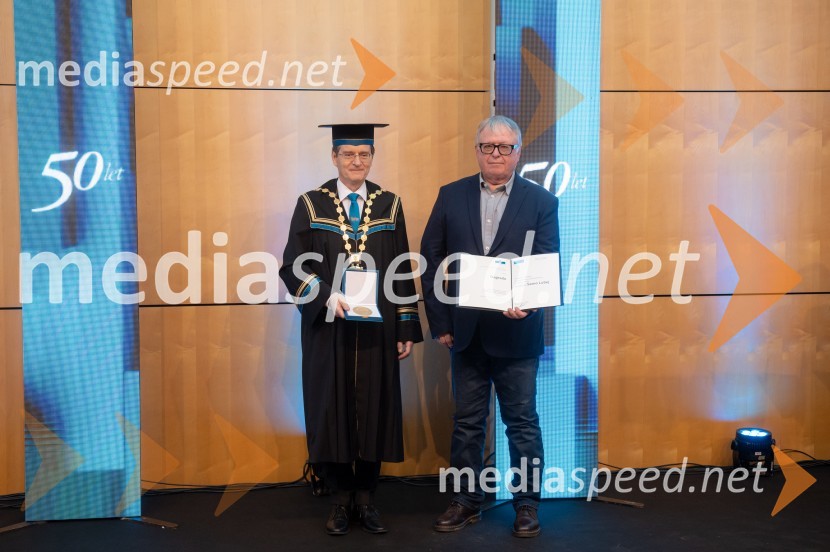 prof. dr. Zdravko Kačič, rektor Univerze v Mariboru; izr. prof. dr. Samo Lubej, Fakulteta za gradbeništvo, prometno inženirstvo in arhitekturoRektorjev dan Univerze v Mariboru 2025