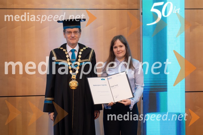 prof. dr. Zdravko Kačič, rektor Univerze v Mariboru;  Tjaša Turk, Ekonomsko-poslovna fakultetaRektorjev dan Univerze v Mariboru 2025