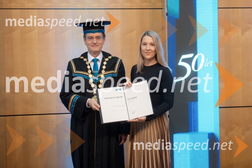 prof. dr. Zdravko Kačič, rektor Univerze v Mariboru;  Eva Bahčič, Fakulteta za energetikoRektorjev dan Univerze v Mariboru 2025