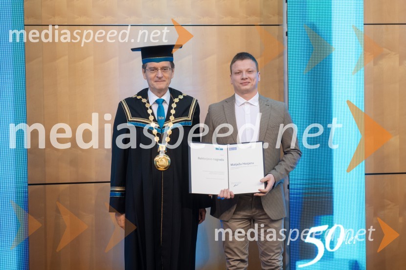 prof. dr. Zdravko Kačič, rektor Univerze v Mariboru;  Matjaž Hozjan, Fakulteta za gradbeništvo, prometno inženirstvo in arhitekturoRektorjev dan Univerze v Mariboru 2025