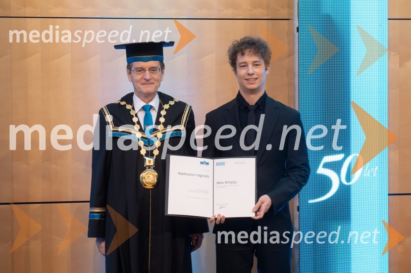 prof. dr. Zdravko Kačič, rektor Univerze v Mariboru;  Jan Gimpelj, Fakulteta za kemijo in kemijsko tehnologijoRektorjev dan Univerze v Mariboru 2025