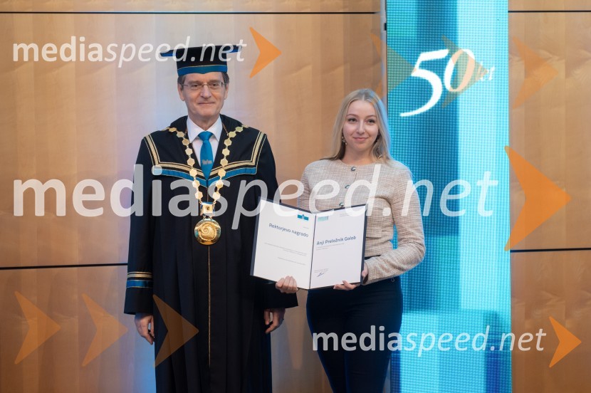 prof. dr. Zdravko Kačič, rektor Univerze v Mariboru;  Anja Preložnik Golob, Fakulteta za kmetijstvo in biosistemske vedeRektorjev dan Univerze v Mariboru 2025