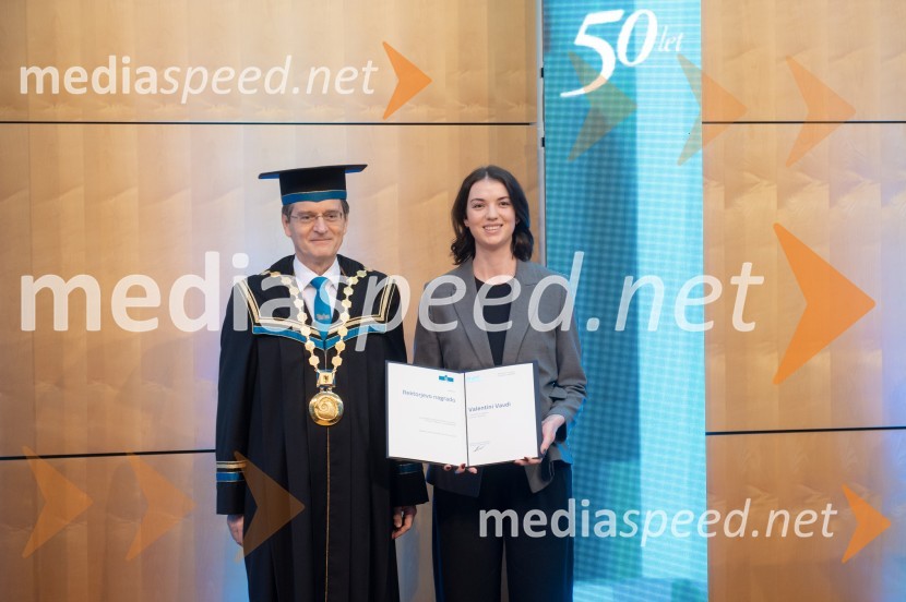 prof. dr. Zdravko Kačič, rektor Univerze v Mariboru;  Valentina Vavdi, Fakulteta za logistikoRektorjev dan Univerze v Mariboru 2025