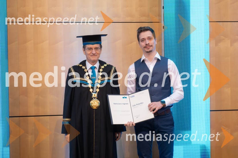 prof. dr. Zdravko Kačič, rektor Univerze v Mariboru;  Juš Polanšek, Fakulteta za naravoslovje in matematikoRektorjev dan Univerze v Mariboru 2025