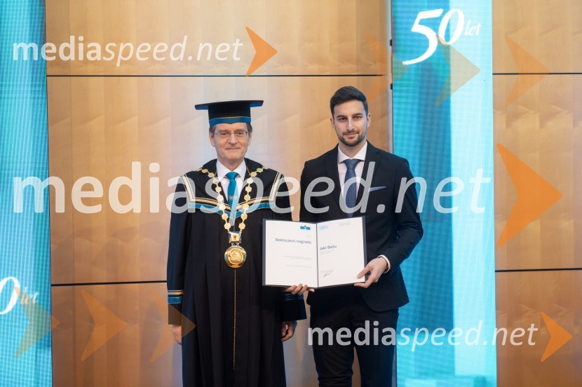 prof. dr. Zdravko Kačič, rektor Univerze v Mariboru;  Jaka Baš, Fakulteta za strojništvoRektorjev dan Univerze v Mariboru 2025