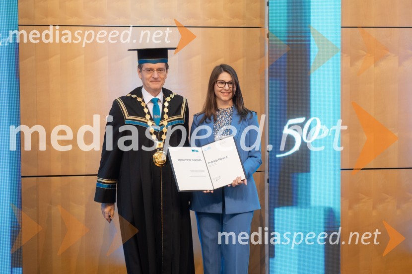 prof. dr. Zdravko Kačič, rektor Univerze v Mariboru;  Patricija Glavica, Pravna fakultetaRektorjev dan Univerze v Mariboru 2025