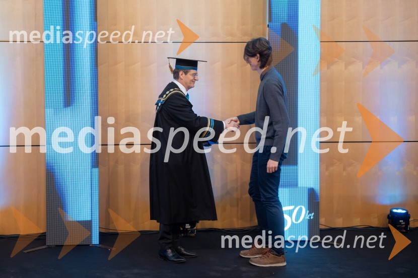 prof. dr. Zdravko Kačič, rektor Univerze v Mariboru;  Uroš Barać, Fakulteta za naravoslovje in matematikoRektorjev dan Univerze v Mariboru 2025