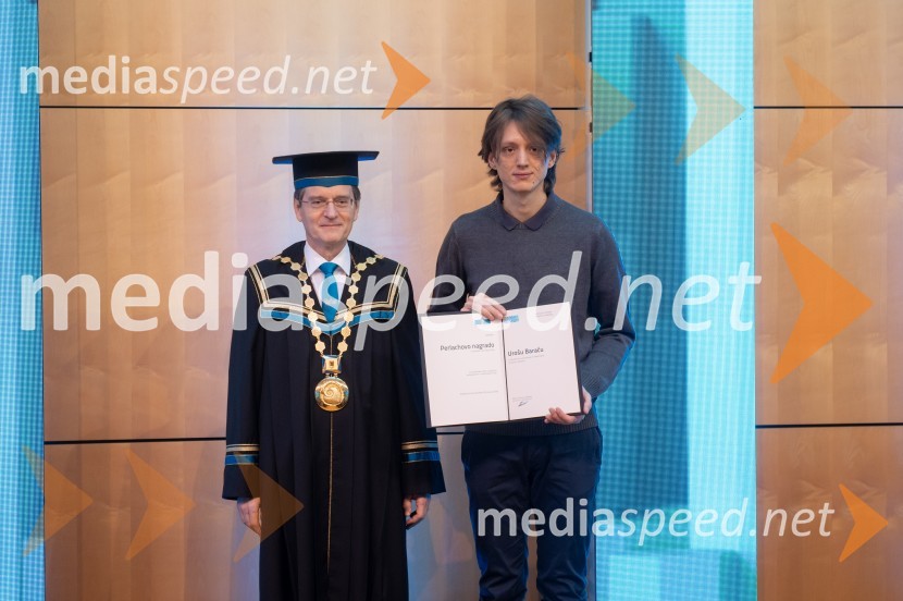 prof. dr. Zdravko Kačič, rektor Univerze v Mariboru;  Uroš Barać, Fakulteta za naravoslovje in matematikoRektorjev dan Univerze v Mariboru 2025