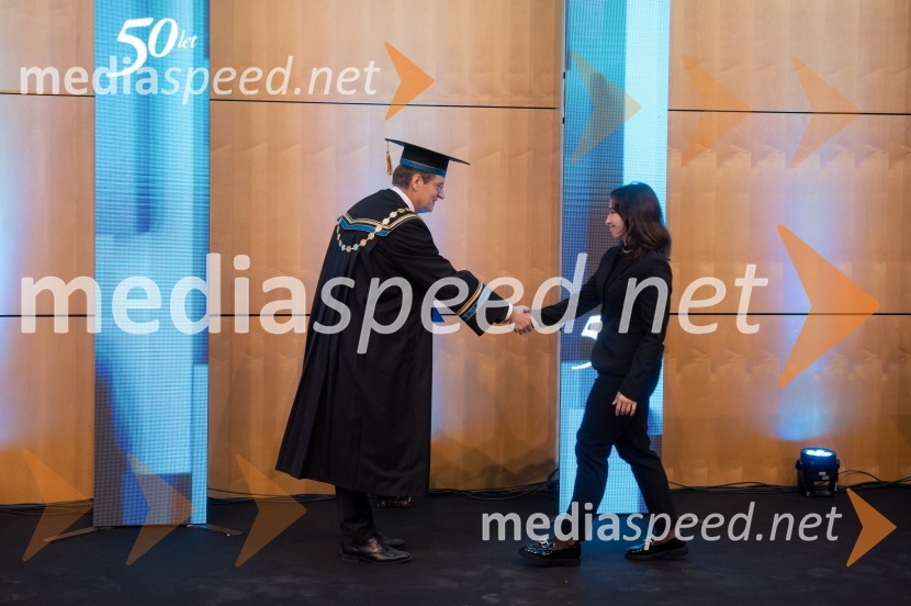 prof. dr. Zdravko Kačič, rektor Univerze v Mariboru;  Neva Merčnik, Fakulteta za kmetijstvo in biosistemske vedeRektorjev dan Univerze v Mariboru 2025