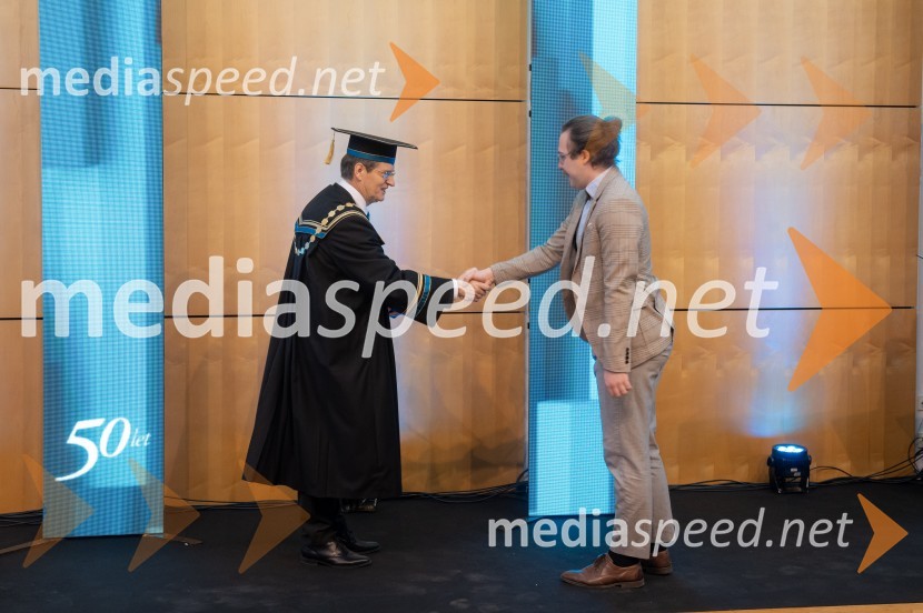 prof. dr. Zdravko Kačič, rektor Univerze v Mariboru;  Vid Mežek, Pedagoška fakultetaRektorjev dan Univerze v Mariboru 2025