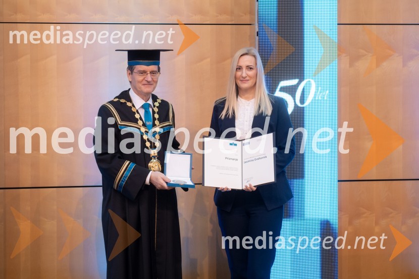 prof. dr. Zdravko Kačič, rektor Univerze v Mariboru;  Jasmina Grahornik, Ekonomsko-poslovno fakultetaRektorjev dan Univerze v Mariboru 2025