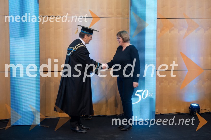 prof. dr. Zdravko Kačič, rektor Univerze v Mariboru;  Tatjana Šeško, Fakulteta za logistikoRektorjev dan Univerze v Mariboru 2025