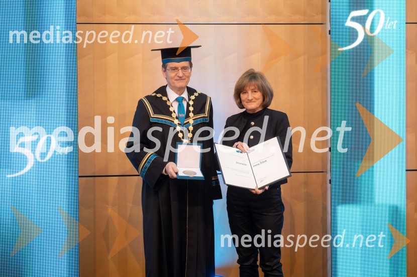 prof. dr. Zdravko Kačič, rektor Univerze v Mariboru;  Irena Žižek, Univerzitetna knjižnica MariborRektorjev dan Univerze v Mariboru 2025