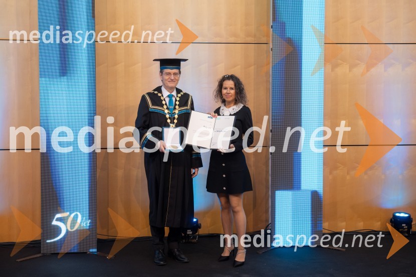 prof. dr. Zdravko Kačič, rektor Univerze v Mariboru; mag. Sanja Kocijan, Ekonomsko-poslovna fakultetaRektorjev dan Univerze v Mariboru 2025