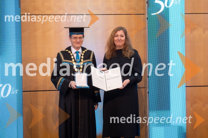 prof. dr. Zdravko Kačič, rektor Univerze v Mariboru;  Vladimira Kožuh Ledinek, Fakulteta za elektrotehniko, računalništvo in informatikoRektorjev dan Univerze v Mariboru 2025