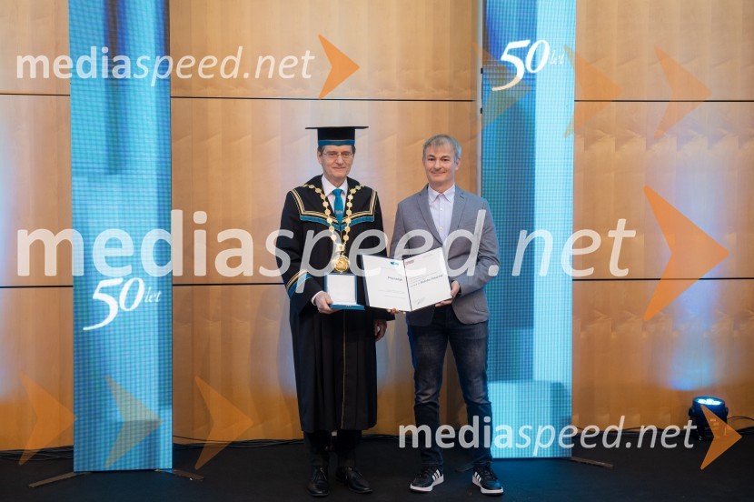 prof. dr. Zdravko Kačič, rektor Univerze v Mariboru; izr. prof. dr. Božidar Potočnik, Fakulteta za elektrotehniko, računalništvo in informatikoRektorjev dan Univerze v Mariboru 2025