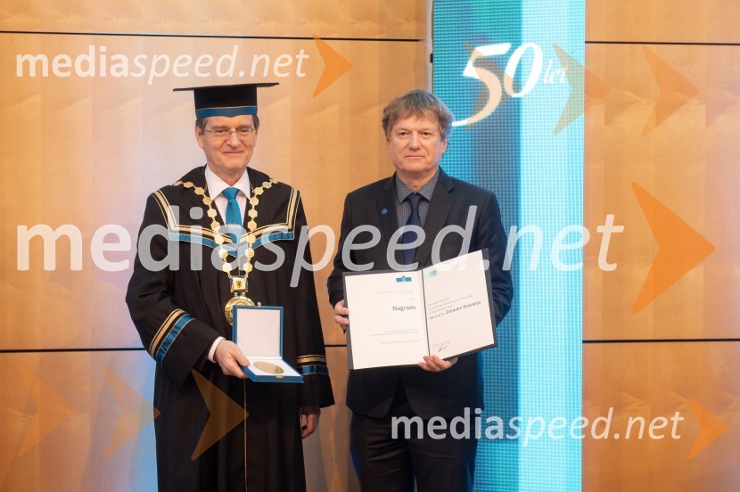 prof. dr. Zdravko Kačič, rektor Univerze v Mariboru; prof. dr. Zdravko Kravanja, Fakulteta za kemijo in kemijsko tehnologijoRektorjev dan Univerze v Mariboru 2025