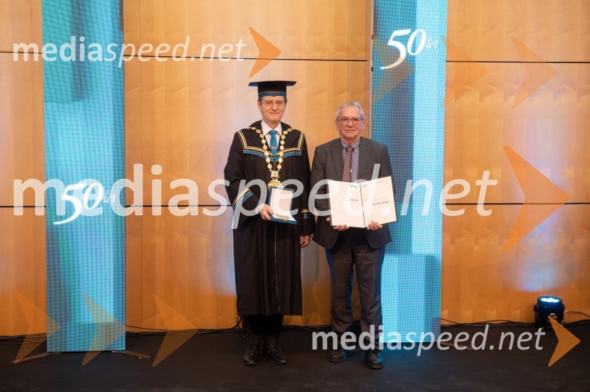 prof. dr. Zdravko Kačič, rektor Univerze v Mariboru; prof. dr. Andrej Šorgo, Fakulteta za naravoslovje in matematikoRektorjev dan Univerze v Mariboru 2025