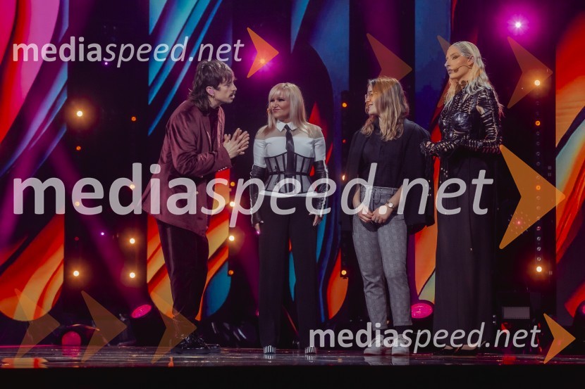  Gregor  Strasbergar, glasbena skupina MRFY;  Nuša Derenda, pevka;  ... ;  Sara Briški Cirman - Raiven, pevka, harfistkaKlemen Slakonja je zmagovalec izbora EMA 2025