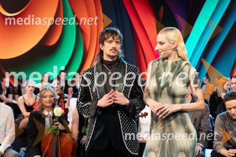  Gregor  Strasbergar, glasbena skupina MRFY;  Sara Briški Cirman - Raiven, pevka, harfistkaKlemen Slakonja je zmagovalec izbora EMA 2025