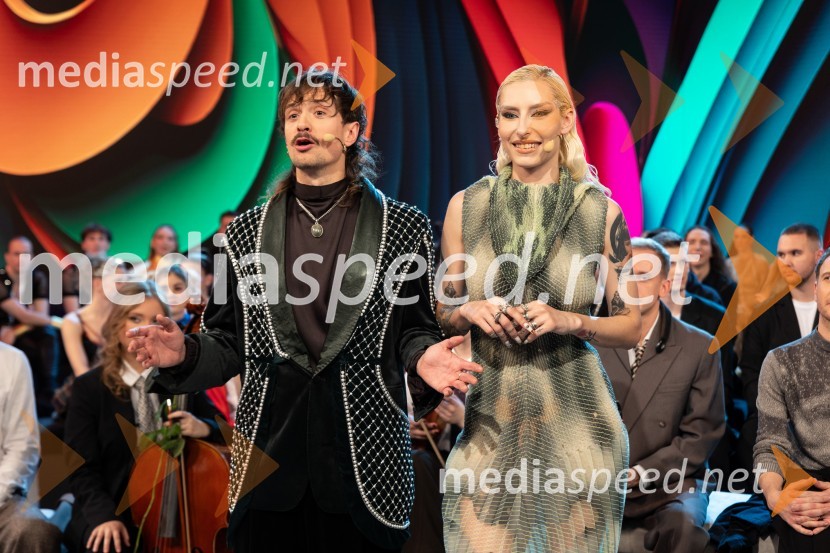  Gregor  Strasbergar, glasbena skupina MRFY;  Sara Briški Cirman - Raiven, pevka, harfistkaKlemen Slakonja je zmagovalec izbora EMA 2025