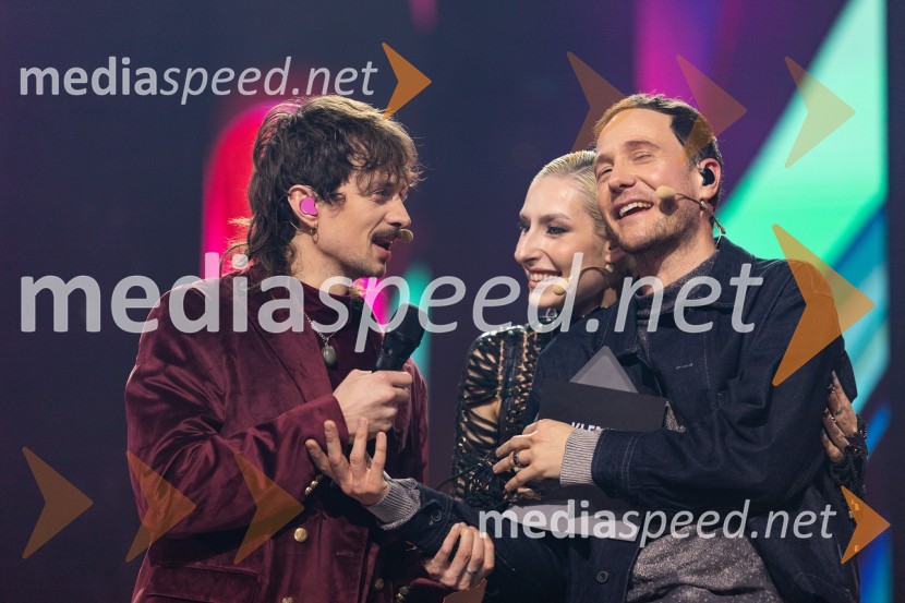  Gregor  Strasbergar, glasbena skupina MRFY;  Sara Briški Cirman - Raiven, pevka, harfistka;  Klemen Slakonja, igralec, komik in TV voditeljKlemen Slakonja je zmagovalec izbora EMA 2025