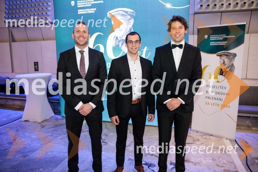  Nejc Žnidarčič, kanuist;  Simon Oven, kanuist;  Anže Urankar, kajak-kanu, K-1 sprint, slalom60. podelitev Bloudkovih priznanj za leto 2024
