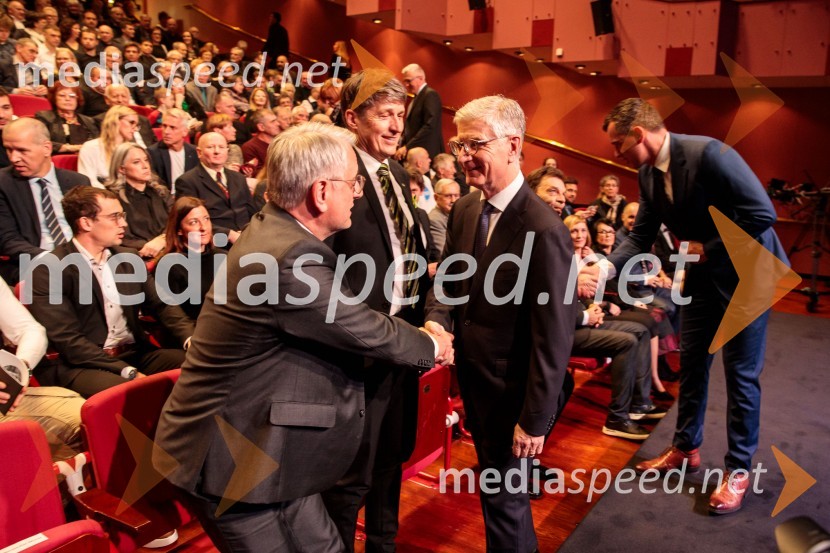  Matjaž Han, minister za gospodarstvo, turizem in šport; mag. Borut Sajovic, minister za obrambo RS;  Franjo Bobinac, predsednik, Olimpijski komite Slovenije60. podelitev Bloudkovih priznanj za leto 2024