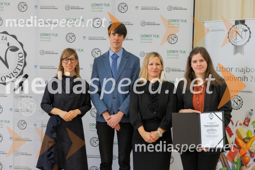 doc. dr. Anita Kušar, raziskovalka, pomočnica vodje raziskovalne skupine, Inštitut za nutricionistiko; prof. dr. Igor Pravst, vodja raziskovalne skupine, Inštitut za nutricionistiko;  Vesna Marinko, generalna direktorica, Direktorat za javno zdravje;  ... Inovativna živila 2025