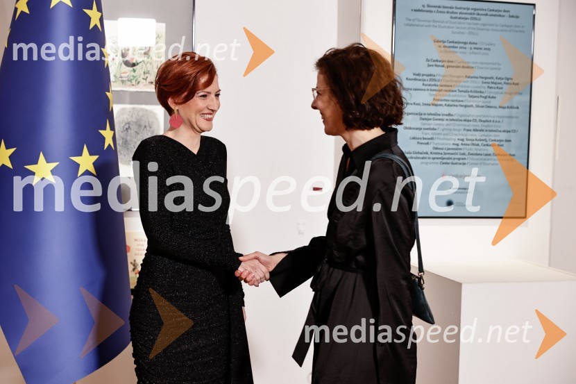 dr. Asta Vrečko, ministrica za kulturo;  Nika Autor, vizualna umetnicaDržavna proslava ob slovenskem kulturnem prazniku s podelitvijo Prešernovih nagrad