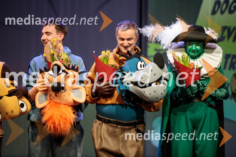  Jurica Marčec;  Ivan Peternelj, igralec;  Janja Majzelj, igralkaDogodivščine Zvitorepca, Trdonje in Lakotnika, premiera predstave v SMG Ljubljana