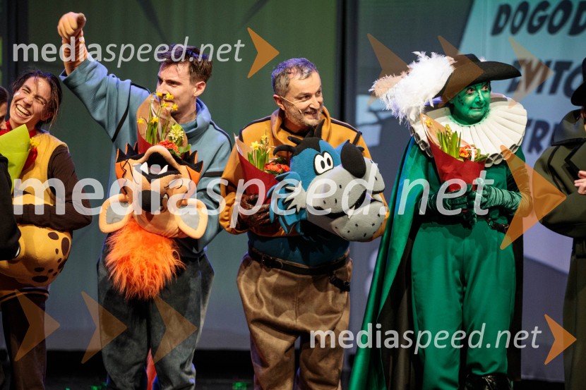  Jurica Marčec;  Ivan Peternelj, igralec;  Janja Majzelj, igralkaDogodivščine Zvitorepca, Trdonje in Lakotnika, premiera predstave v SMG Ljubljana