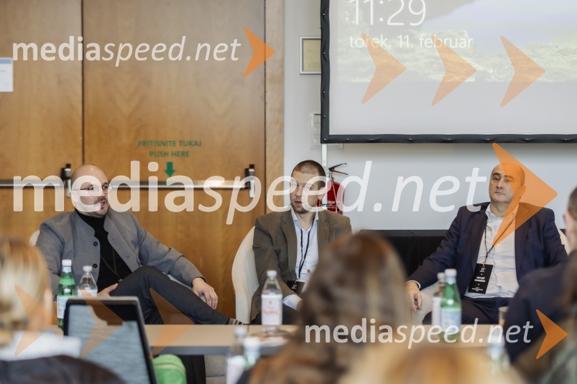  Matjaž Marinšek, generalni direktor Merit HP d.o.o.;  Mario Ivanković, direktor stebra pijač Merit HP d.o.o.;  Matej  Lavrenčič, vodja projekta Merit Portfolio TastingPrvi Merit PortfolioTasting z novinarskim srečanjem in pokušino najnovejšega letnika šampanjca Dom Perignon 2015