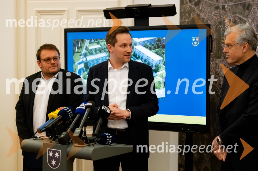  Simon Maljevac, Minister za solidarno prihodnost;  Matija Kovač, župan, MO Celje;  Črtomir Remec, direktor Stanovanjskega skladaStanovanjski sklad RS bo v Celju gradil nova najemna stanovanja